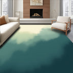 Foggy Forest Green Abstract Wash Rug