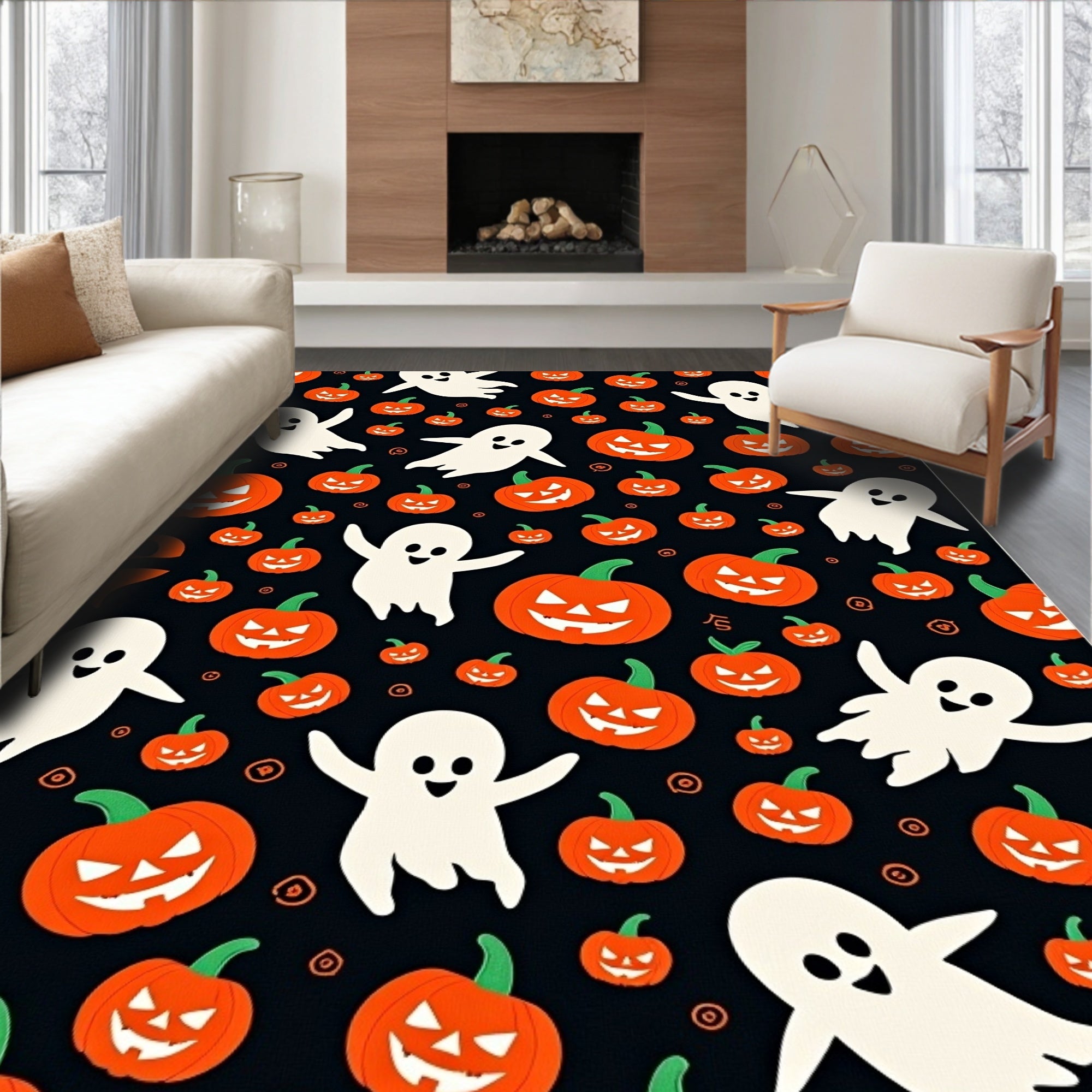 Spooky Ghosts And Jack O Lanterns Rug