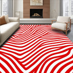 Bold Red Abstract Wavy Lines Rug