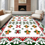 Christmas Gingerbread Man Snowflake Border Rug
