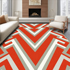 Abstract Coral White Gray Geometric Medallion Rug