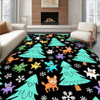 Whimsical Woodland Creatures Snowfall Rug