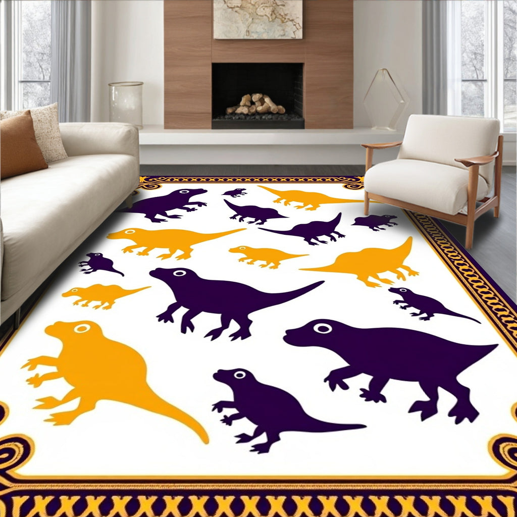 Purple Gold Dinosaur Scatter Rug
