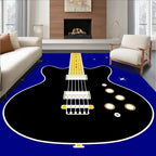 Retro Black Guitar Starry Night Rug