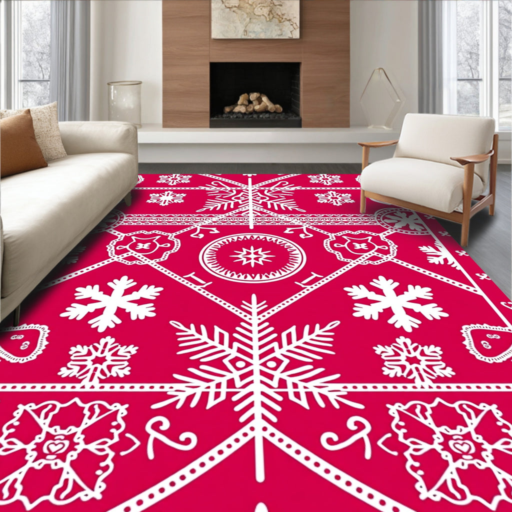Winter Wonder Heartflakes Rug