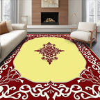 Rich Red Elaborate Scrollwork Ochre Rug