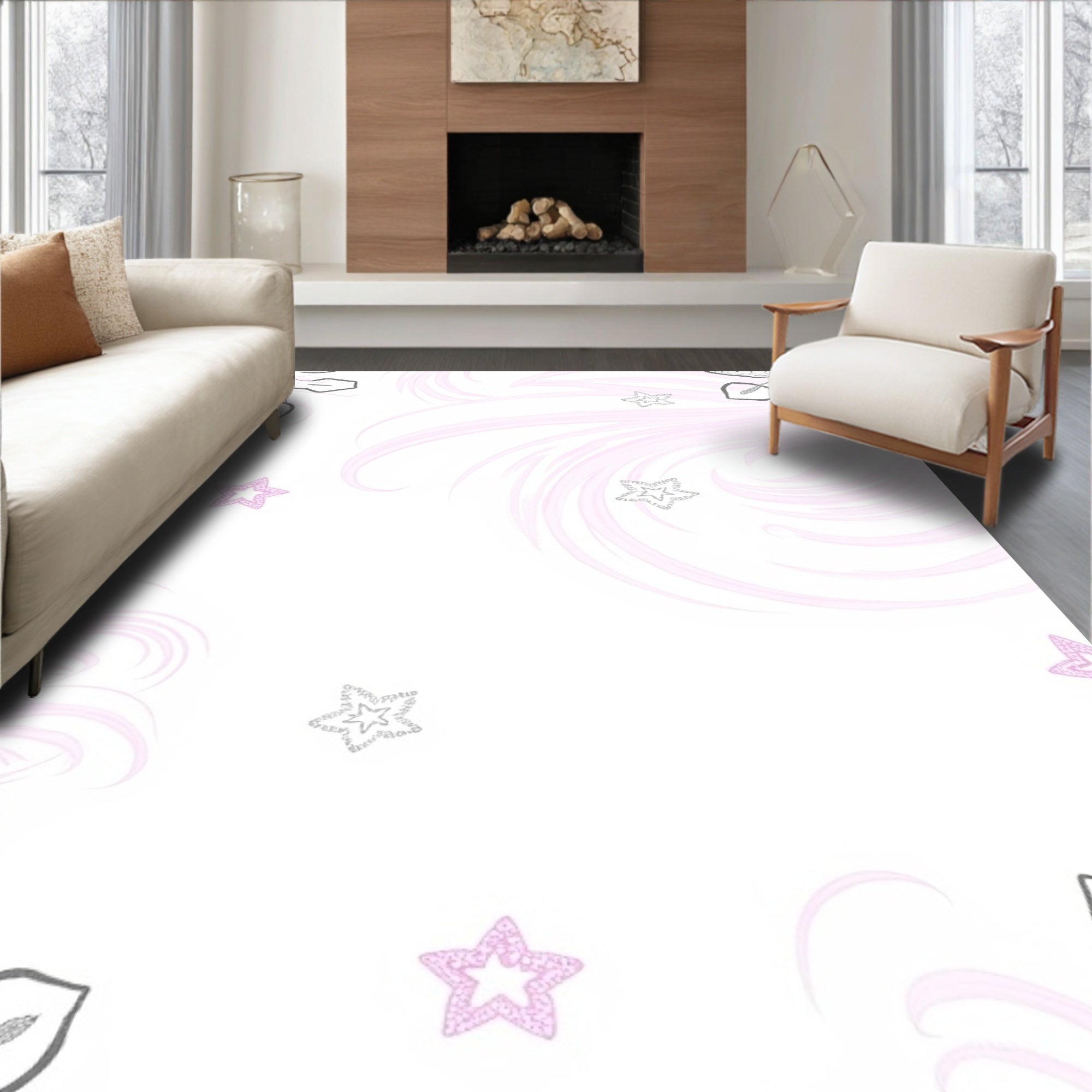 Whimsical Pink Star Calla Lily Rug
