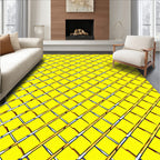 Bright Yellow Diagonal Grid Rug