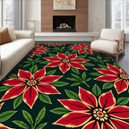 Crimson Red Floral Laurel Bloom Rug
