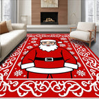 Festive Red Santa Claus Snowflake Rug