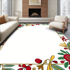 Crimson Berry Boughs Garland Border Rug