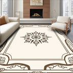 Brown Floral Medallion Frame Rug