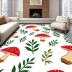 Red Polka Dot Mushroom Foliage Scatter Rug