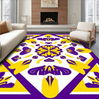 Bold Purple Yellow Geometric Medallion Rug