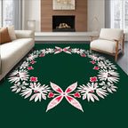 Red White Wreath Floral Garland Rug