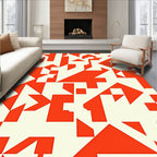 Bold Orange Geometric Abstract Rug