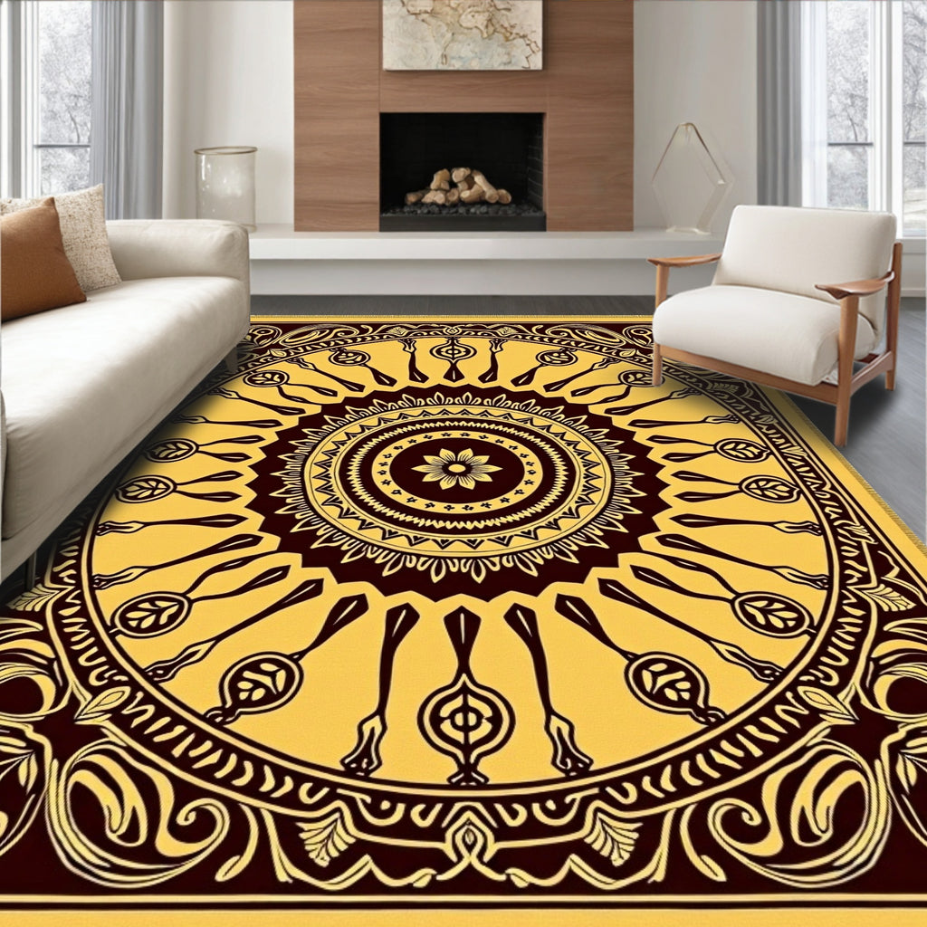 Golden Yellow Sunburst Medallion Rug