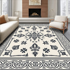 Dark Indigo Folk Floral Bandana Rug