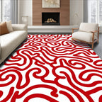 Crimson Swirl Continuous Line Rug
