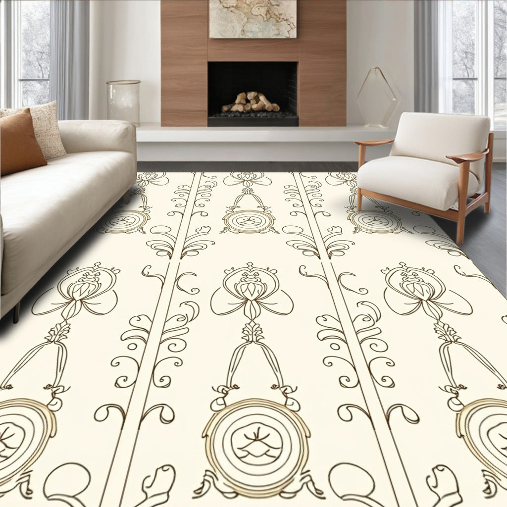 Elegant Bronze Floral Arch Border Rug