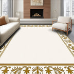 Elegant Gold Leaf Vine Border Rug