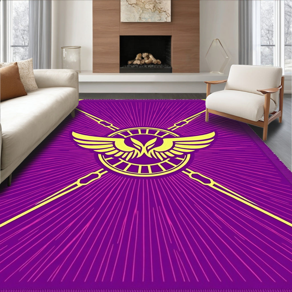 Majestic Purple Gold Winged Symbol Rug