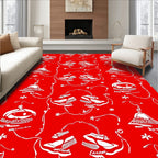 Whimsical Red Lamp Shoe Floral Rug