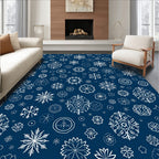 Classic White Snowflake Collage Background Rug