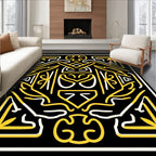 Bold Black Yellow Geometric Mask Rug