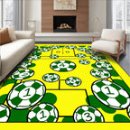 Yellow Green Soccer Balls Court Rug