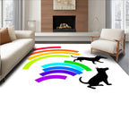 Rainbow Arcs with Silhouetted Dogs Rug
