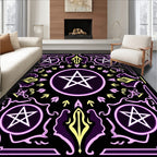 Mystic Purple White Pentagram Border Rug
