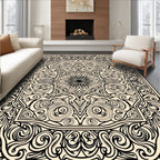 Ornate Black Cream Arabesque Ornament Rug