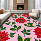 Vibrant Red Floral Garden Arrangement Rug
