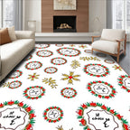 Festive Red Floral Wreath Scatter Rug