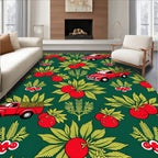 Red Vintage Trucks With Tomatoes Rug