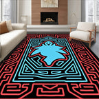 Neon Blue Ghost Maze Art Rug