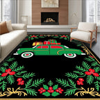 Green Car Christmas Presents Border Rug