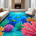 Whimsical Sea Life Turtle Garden Rug