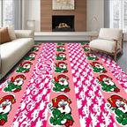 Festive Red Santa Holly Stripes Rug
