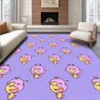 Playful Pink Yellow Cartoon Face Repeat Rug