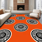 Orange Abstract Medallion Tribal Rug