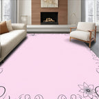 Soft Pink Floral Scrollwork Frame Rug