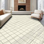 Cream and Black Diagonal Crosshatch Rug