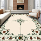 Ornate Crimson Floral Border Medallion Rug