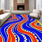 Bold Red Blue Curving Tentacles Rug