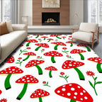 Red White Spotted Mushroom Garden Rug