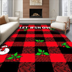 Red Black Buffalo Snowman Holly Rug