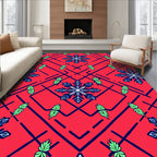 Red Snowflake Geometric Arrangement Rug