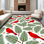 Red Cardinal Snowy Pine Boughs Rug